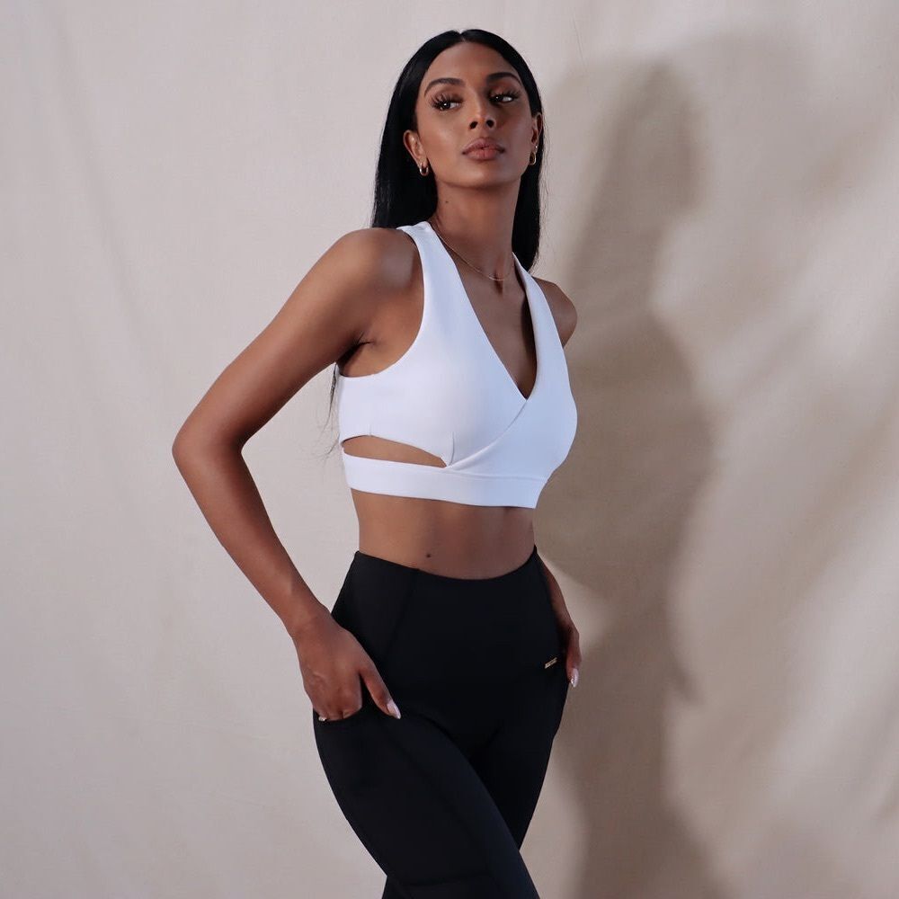 Cleo Harper White Cross-Back Sports Bra Size XS
